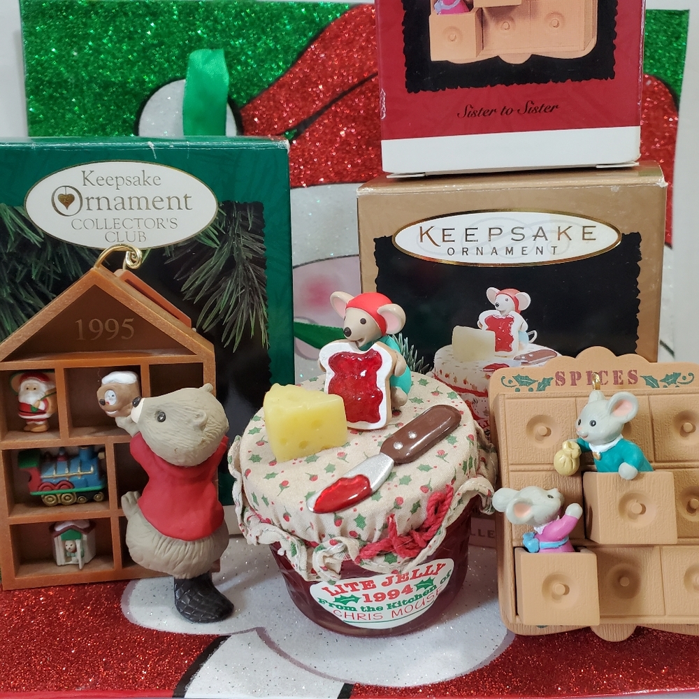 Vintage 1994, 1995 Hallmark Three Christmas Ornaments with Boxes
